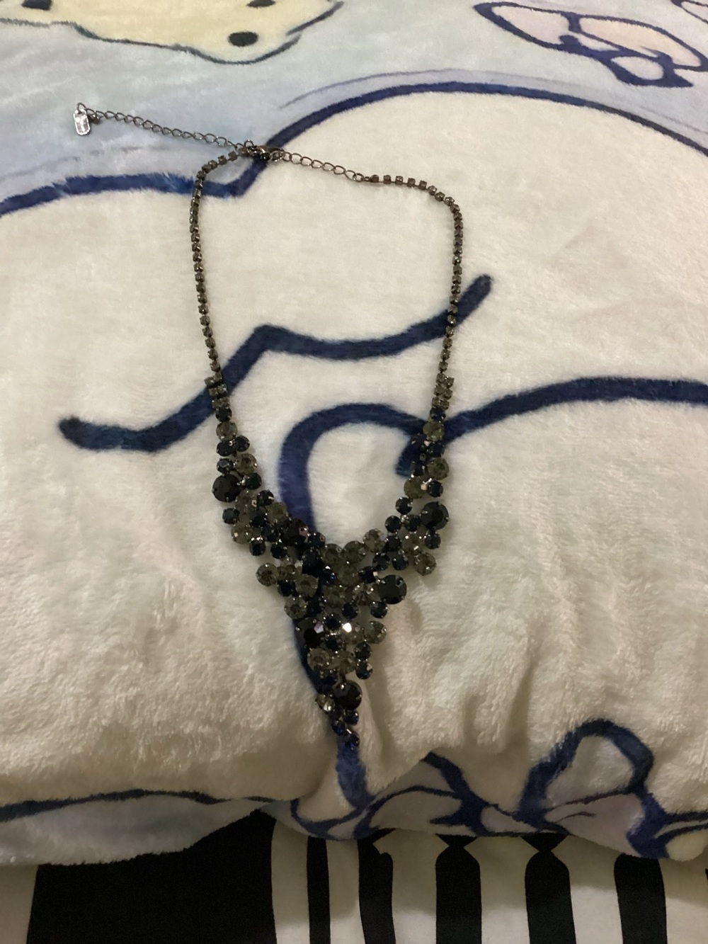 Statement Black,blue and clear Crystal Cluster Necklace - Women Jewelry